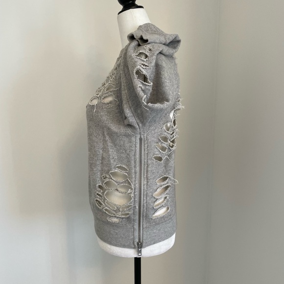 R13 distressed sweatshirt with side zips - Picture 2 of 6